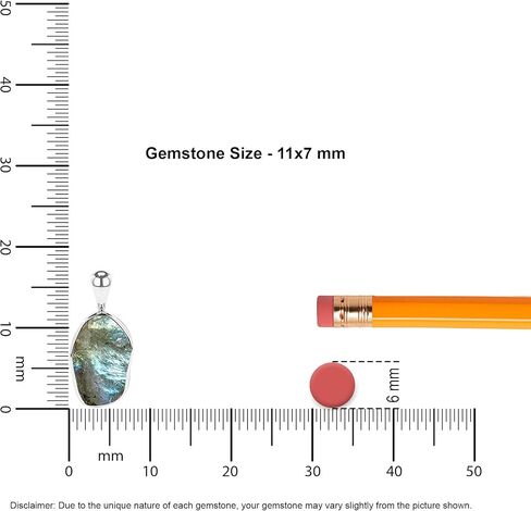 11x7mm Natural Raw Shungite Pendant Necklace for Women in Sterling Silver, Gemstone Jewelry Gifts for Her Birthday, Anniversary, Graduation (Bezel-Set) in Kuwait