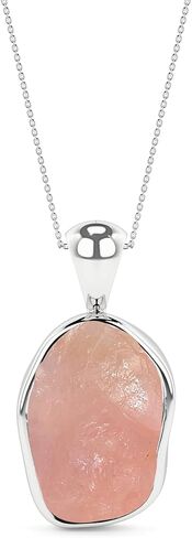 11x7mm Natural Raw Shungite Pendant Necklace for Women in Sterling Silver, Gemstone Jewelry Gifts for Her Birthday, Anniversary, Graduation (Bezel-Set) in Kuwait
