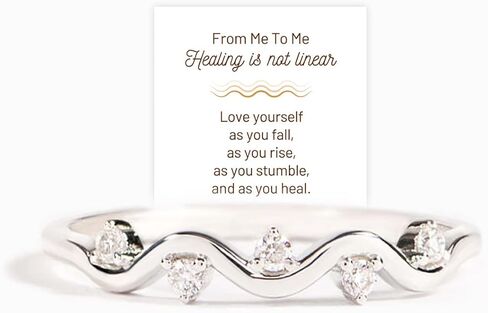 Healing Is Not Linear Self Love Highs And Lows Wave Rings for Woman, 925 Personalized Stacking Ups and Downs Self Love Rings, Inspirational Wave Encouraged Ring Jewelry Gift for Her in Kuwait