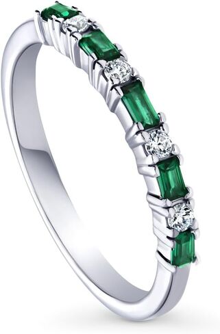 BERRICLE Sterling Silver Art Deco Rings Full/Half Eternity Ring for Women, Cubic Zirconia CZ, 1-2 Piece Set in Saudi Arabia