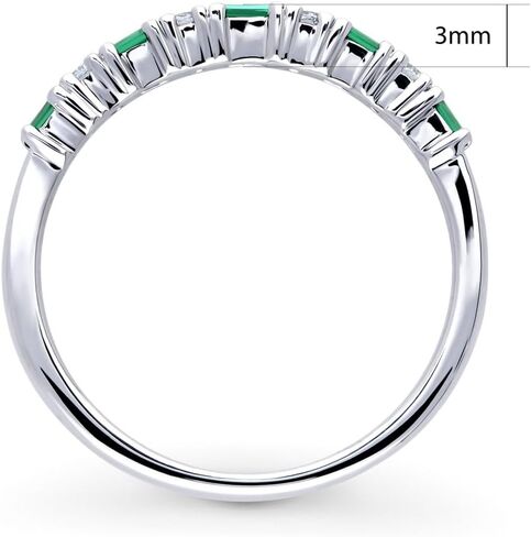 BERRICLE Sterling Silver Art Deco Rings Full/Half Eternity Ring for Women, Cubic Zirconia CZ, 1-2 Piece Set in Saudi Arabia