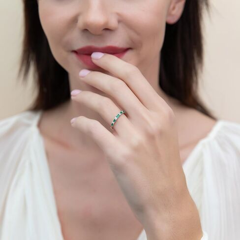 BERRICLE Sterling Silver Art Deco Rings Full/Half Eternity Ring for Women, Cubic Zirconia CZ, 1-2 Piece Set in Saudi Arabia