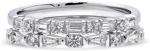 BERRICLE Sterling Silver Art Deco Rings Full/Half Eternity Ring for Women, Cubic Zirconia CZ, 1-2 Piece Set in Saudi Arabia