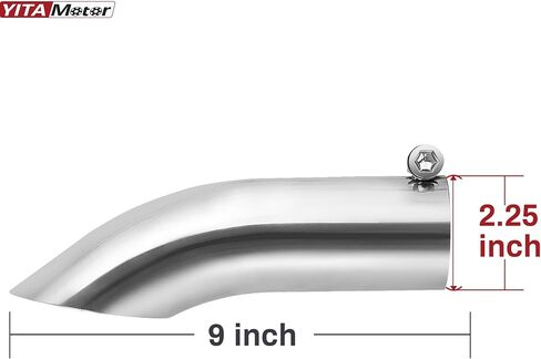 yitamotor قم بإسقاط طرف العادم 2.25 "مدخل ، طرف أنبوب مصقول مع 2.25" مدخل ومنفذ 9 "الطول الكلي ، الفولاذ المقاوم للصدأ لمقاومة درجة الحرارة العالية ، والفضة in Saudi Arabia