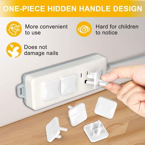 Outlet Covers with Hidden Pull Handle (48 Pack) Upgraded Round 3-Prong Outlet Plug Covers Durable Insulation Material Power Outlet Covers White Socket Covers Baby Proofing Electrical Outlet Protectors in Saudi Arabia