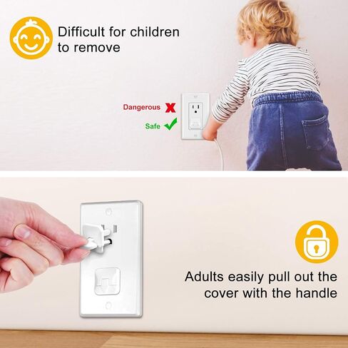 Outlet Covers with Hidden Pull Handle (48 Pack) Upgraded Round 3-Prong Outlet Plug Covers Durable Insulation Material Power Outlet Covers White Socket Covers Baby Proofing Electrical Outlet Protectors in Saudi Arabia