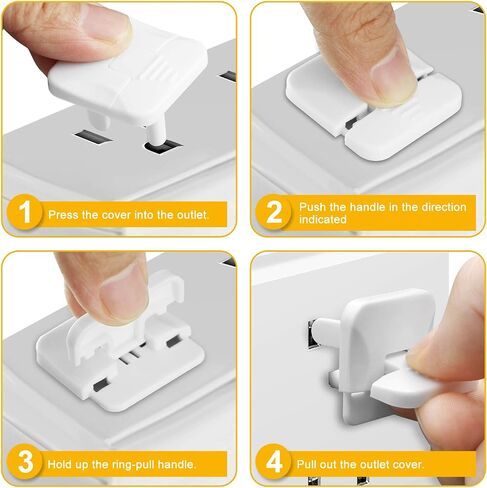 Outlet Covers with Hidden Pull Handle (48 Pack) Upgraded Round 3-Prong Outlet Plug Covers Durable Insulation Material Power Outlet Covers White Socket Covers Baby Proofing Electrical Outlet Protectors in Saudi Arabia