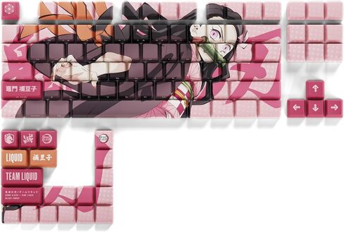 Demon Slayer Kimetsu No Yaiba Kyojuro Rengoku Full Art PBT Dye Sub Keycaps للوحة مفاتيح الألعاب الميكانيكية، مفاتيح Cherry MX، طباعة جانبية مخصصة، دعم ANSI ISO، تصميم أمريكي - مرخص رسميًا in Saudi Arabia