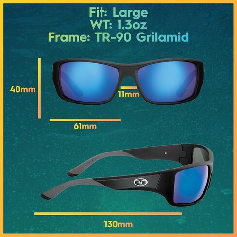 Flying Fisherman Triton Readers Polarized Rectangular Sunglasses, Black Frames/Smoke Lenses, Large in Saudi Arabia