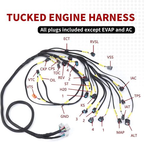 Tucked Engine Harness Compatible with 2002-2004 RSX Type S/Base 2001-2005 Civic Si K-Swap Integra CRX EK EG K20 K24 K-Series EP3 Type S / K24 Swap in Saudi Arabia