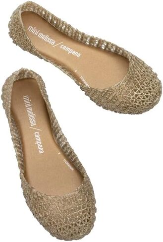 mini melissa Campana Papel Flats for Kids - Comfortable & Cute Closed-Toe Jelly Flat Shoes with Interwoven Cut-Out Design for Girls in Saudi Arabia
