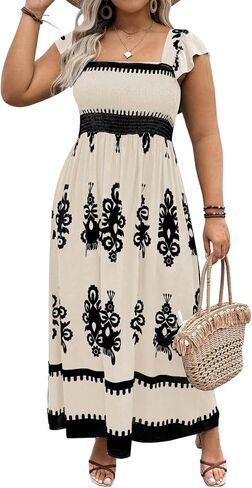 Shenhe Women's Plus size square الرقبة الخلفية ذات الأكمام المزدوجة in Saudi Arabia