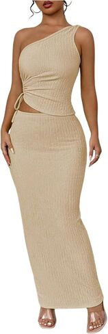 Floerns Women's 2 قطعة الزي الرباط واحد خزان الكتف TOP BODYCON in Saudi Arabia