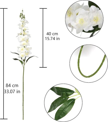 IPOPU Artificial Snapdragon Flowers,6PCS White Delphinium Flowers 33" Larkspur Artificial Flowers Long Stem Faux Flowers for Tall Vases Wedding Home Table Decor(White) in Saudi Arabia