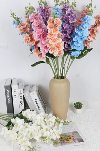 IPOPU Artificial Snapdragon Flowers,6PCS White Delphinium Flowers 33" Larkspur Artificial Flowers Long Stem Faux Flowers for Tall Vases Wedding Home Table Decor(White) in Saudi Arabia