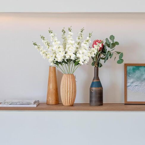 IPOPU Artificial Snapdragon Flowers,6PCS White Delphinium Flowers 33" Larkspur Artificial Flowers Long Stem Faux Flowers for Tall Vases Wedding Home Table Decor(White) in Saudi Arabia