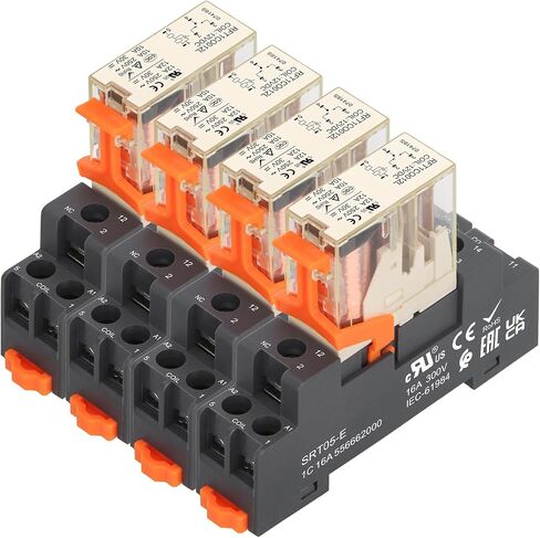 Power Relay RFT1CO012L, DC 12V Coil, 5 Pin 12A, SPDT 1NO 1NC, with LED Indicator Light and Plastic Clip Socket Base UL Certification (1) in Saudi Arabia