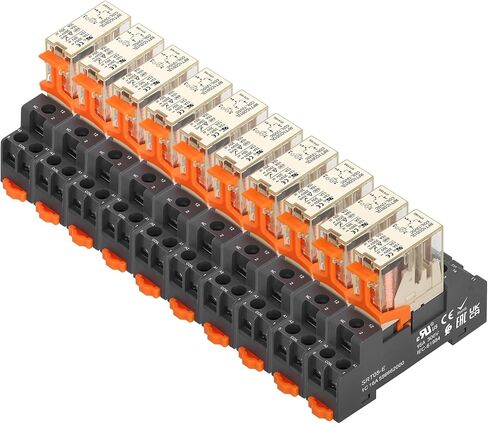Power Relay RFT1CO012L, DC 12V Coil, 5 Pin 12A, SPDT 1NO 1NC, with LED Indicator Light and Plastic Clip Socket Base UL Certification (1) in Saudi Arabia
