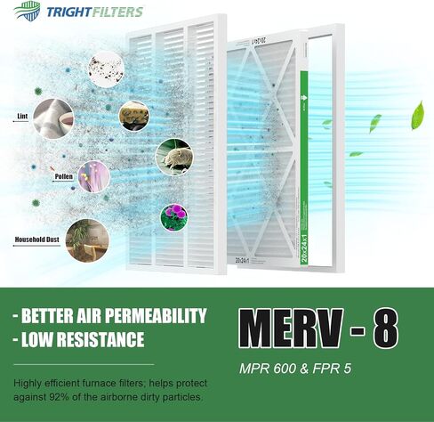 14 × 24 × 1 فلتر هواء 4 عبوات، MERV 8 مطوية مرشحات هواء للدفاع عن الغبار بديلة لمكيف الهواء HVAC فلتر فرن التيار المتردد، متين وخفيف الوزن in Saudi Arabia