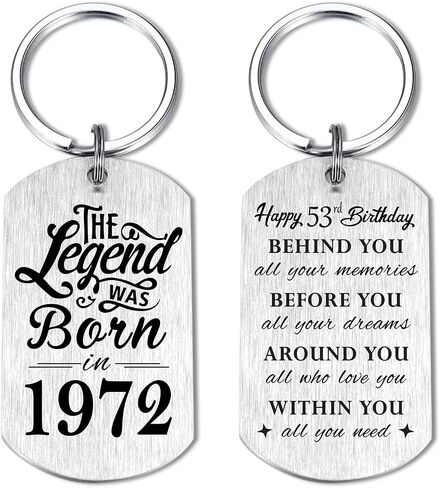 Yobent 53rd Birthday Gifts for Men 1972, Happy 53rd Birthday Keychain, 53 Year Old Birthday Gifts for Women, The Legend was Born in 1972 in Saudi Arabia