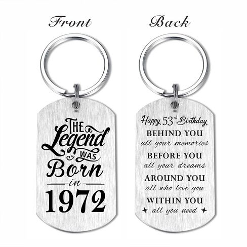 Yobent 53rd Birthday Gifts for Men 1972, Happy 53rd Birthday Keychain, 53 Year Old Birthday Gifts for Women, The Legend was Born in 1972 in Saudi Arabia