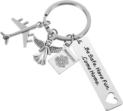 Travel Keychain, Passport Angel Airplane Keychain, Be Safe Have Fun Come Home Safe Travel Gift for Husband Boyfriend Travelers in Saudi Arabia