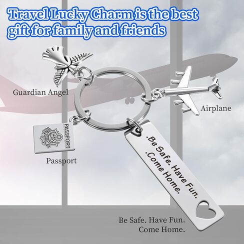 Travel Keychain, Passport Angel Airplane Keychain, Be Safe Have Fun Come Home Safe Travel Gift for Husband Boyfriend Travelers in Saudi Arabia