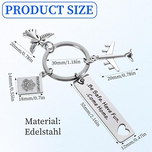 Travel Keychain, Passport Angel Airplane Keychain, Be Safe Have Fun Come Home Safe Travel Gift for Husband Boyfriend Travelers in Saudi Arabia