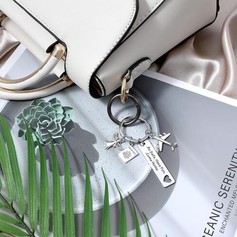 Travel Keychain, Passport Angel Airplane Keychain, Be Safe Have Fun Come Home Safe Travel Gift for Husband Boyfriend Travelers in Saudi Arabia