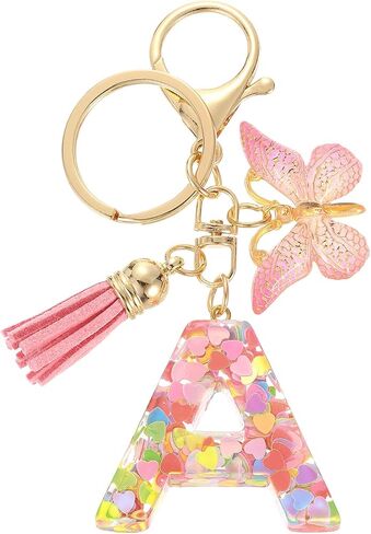 uxcell Initial Letter Keychains, Cute Butterfly Pendant Accessory for Women, Key Ring for Purse Handbags Backpack in Saudi Arabia