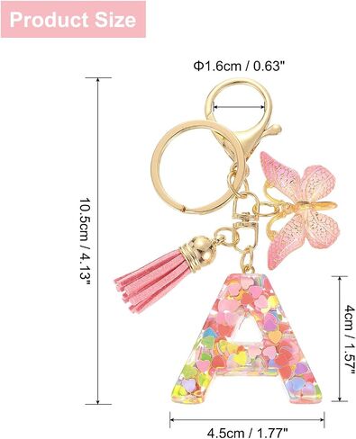 uxcell Initial Letter Keychains, Cute Butterfly Pendant Accessory for Women, Key Ring for Purse Handbags Backpack in Saudi Arabia