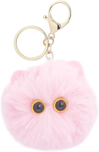 Mamfous Cute Cat Pom Pom Keychains for Girls,Fluffy Keychain Accessories,Fuzzy Backpack Charms for Women in Saudi Arabia