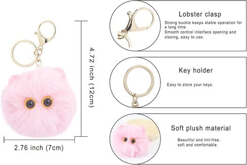 Mamfous Cute Cat Pom Pom Keychains for Girls,Fluffy Keychain Accessories,Fuzzy Backpack Charms for Women in Saudi Arabia