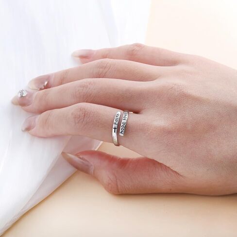 حلقة ملهمة للنساء - 925 الجنيه الاسترليني الفضي Hypoallergenic Hope Cross Cross Ring Ring Ring Deligions Home News Jewelry Gift in Kuwait