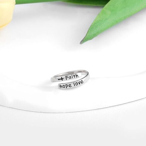 حلقة ملهمة للنساء - 925 الجنيه الاسترليني الفضي Hypoallergenic Hope Cross Cross Ring Ring Ring Deligions Home News Jewelry Gift in Kuwait