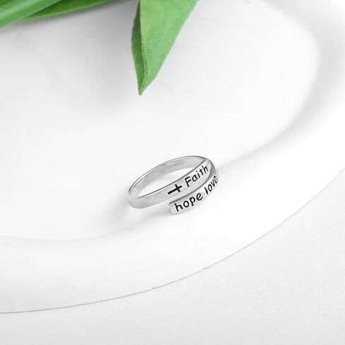 حلقة ملهمة للنساء - 925 الجنيه الاسترليني الفضي Hypoallergenic Hope Cross Cross Ring Ring Ring Deligions Home News Jewelry Gift in Kuwait