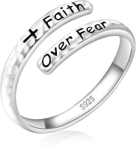 حلقة ملهمة للنساء - 925 الجنيه الاسترليني الفضي Hypoallergenic Hope Cross Cross Ring Ring Ring Deligions Home News Jewelry Gift in Kuwait
