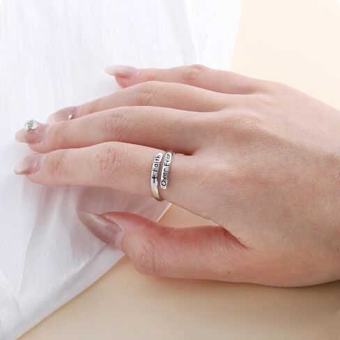 حلقة ملهمة للنساء - 925 الجنيه الاسترليني الفضي Hypoallergenic Hope Cross Cross Ring Ring Ring Deligions Home News Jewelry Gift in Kuwait