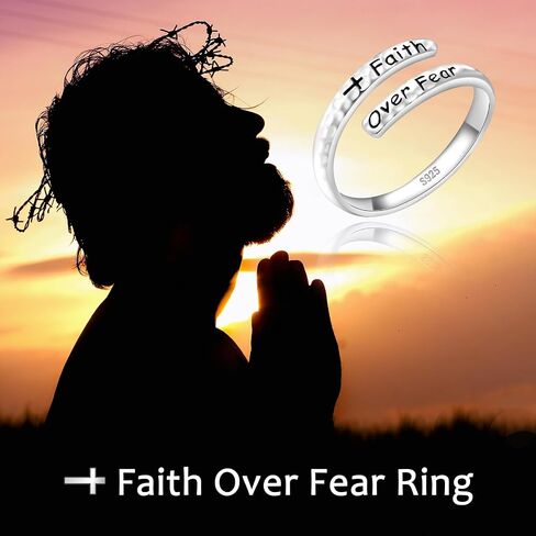 حلقة ملهمة للنساء - 925 الجنيه الاسترليني الفضي Hypoallergenic Hope Cross Cross Ring Ring Ring Deligions Home News Jewelry Gift in Kuwait