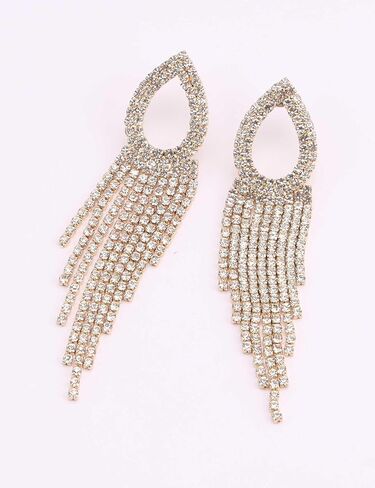 Rhinestone Teardrop Tassel Earrings Sparkly Crystal Bridal Party Jewelry for Women in Saudi Arabia