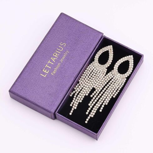 Rhinestone Teardrop Tassel Earrings Sparkly Crystal Bridal Party Jewelry for Women in Saudi Arabia