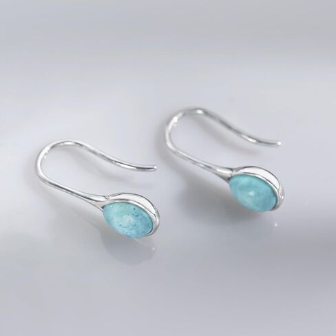 Larimar/Moonstone Earrings 925 Sterling Silver Blue Dangle Teardrop Gemstone Jewelry Gift For Women Lover in Kuwait