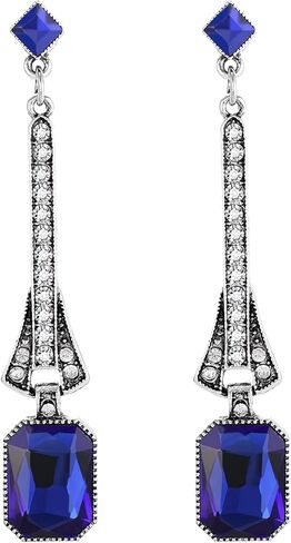 1920s Gatsby Earrings Roaring 20s Vintage Long Dangle Earrings Art Deco Rhinestone Flapper Earrings for Women Wedding Prom Halloween Party Costume Decoration in Kuwait