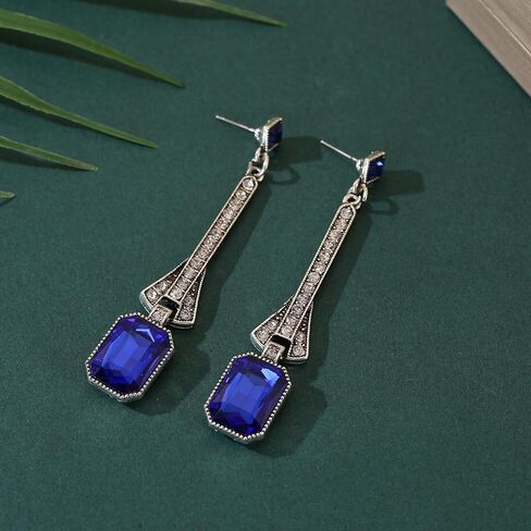 1920s Gatsby Earrings Roaring 20s Vintage Long Dangle Earrings Art Deco Rhinestone Flapper Earrings for Women Wedding Prom Halloween Party Costume Decoration in Kuwait