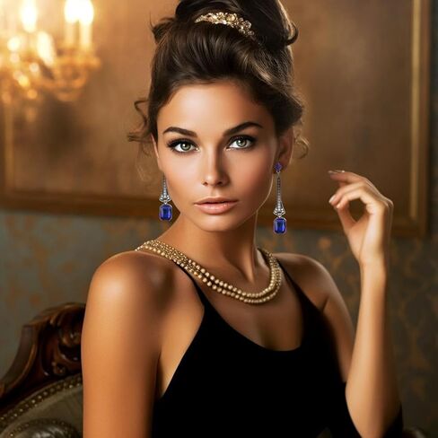 1920s Gatsby Earrings Roaring 20s Vintage Long Dangle Earrings Art Deco Rhinestone Flapper Earrings for Women Wedding Prom Halloween Party Costume Decoration in Kuwait