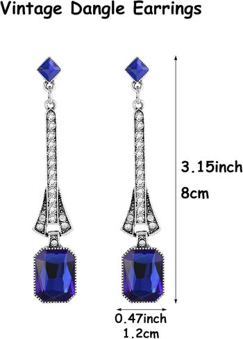 1920s Gatsby Earrings Roaring 20s Vintage Long Dangle Earrings Art Deco Rhinestone Flapper Earrings for Women Wedding Prom Halloween Party Costume Decoration in Kuwait