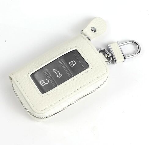 Wuyaoyao Car Key Fob Cover, Genuine Leather Car Key Case Holder with Keychain, Universal Car Smart Key Protector Case for Men Women (Rose Red) in Kuwait