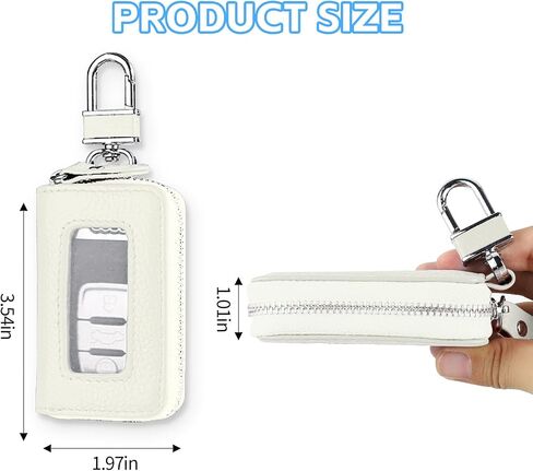 Wuyaoyao Car Key Fob Cover, Genuine Leather Car Key Case Holder with Keychain, Universal Car Smart Key Protector Case for Men Women (Rose Red) in Kuwait