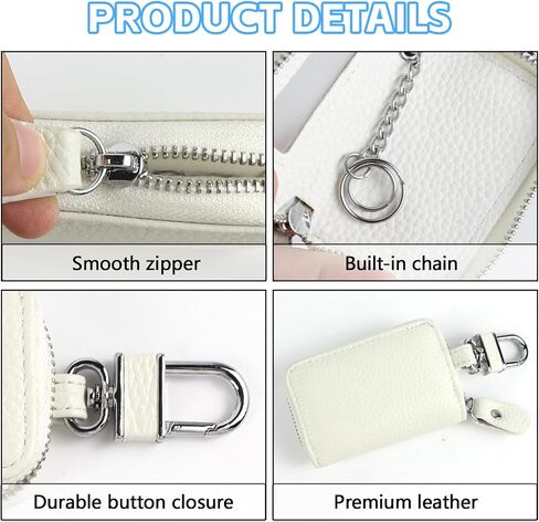 Wuyaoyao Car Key Fob Cover, Genuine Leather Car Key Case Holder with Keychain, Universal Car Smart Key Protector Case for Men Women (Rose Red) in Kuwait