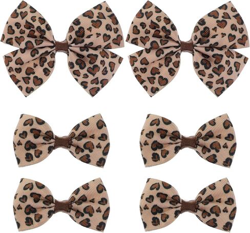 6 Pcs Leopard Bowknot Hair Bow Clips with Metal Slides Aesthetic Cheetah Print Costume Accessories Vintage Bowknot Spring Snap Hair Clips for Long Hair for Women Girls Toddlers Kids Teens in Saudi Arabia